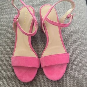 Cole Haan Pink Suede Josie Ankle-Strap Sandal